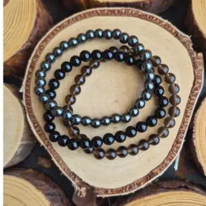 Seelenstein-Armbänder-Set-Schutz-Hämatit-Turmalin-Rauchquarz